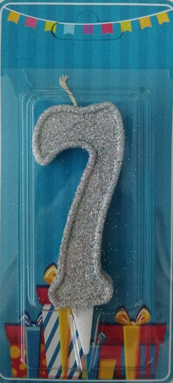 Silver Number 7 Cake Candle