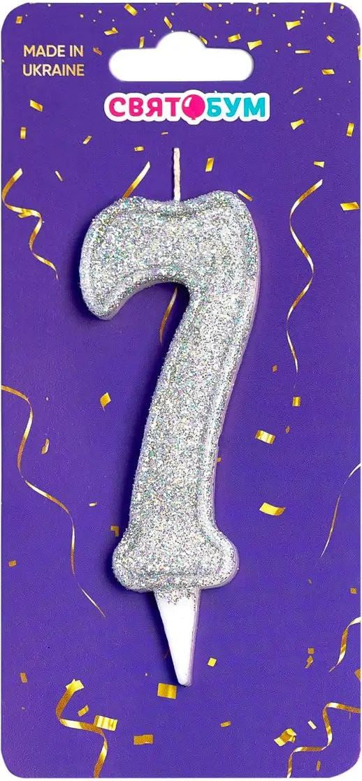 Silver Number 7 Cake Candle - Image 2