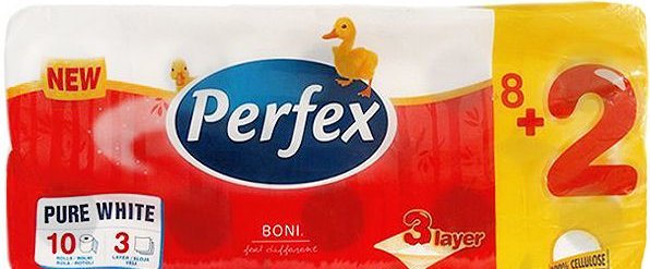 Perfex Boni 3-Ply Toilet Paper, 8+2 Rolls