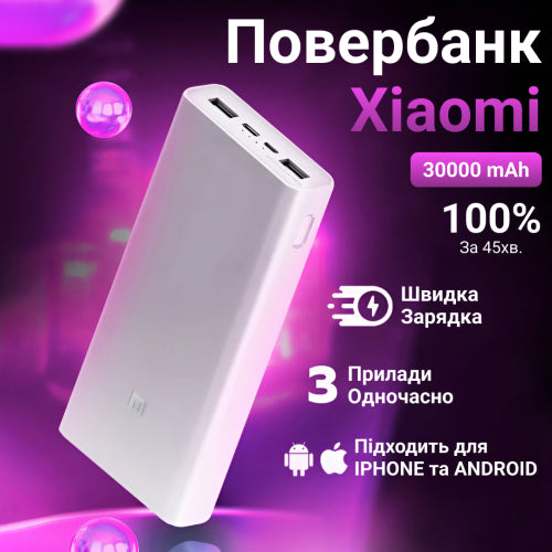 Xiaomi UR504 Power Bank with USB-C, USB-A & microUSB, 30000 mAh - Image 2