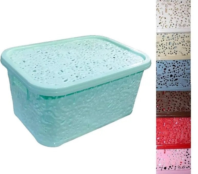 R Plastic Openwork Basket with Lid, 22 L - Image 2