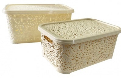 R Plastic Openwork Basket with Lid, 22 L - Image 3