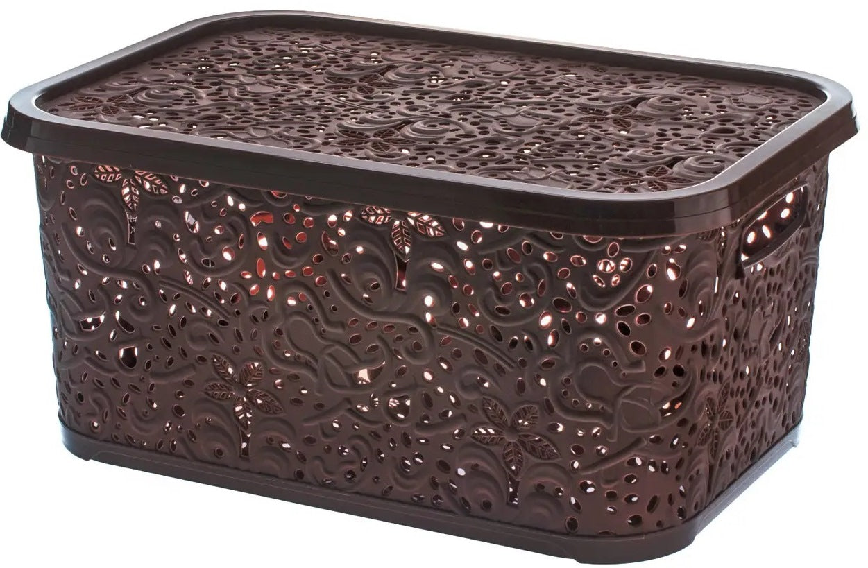 R Plastic Openwork Basket with Lid, 22 L - Image 4