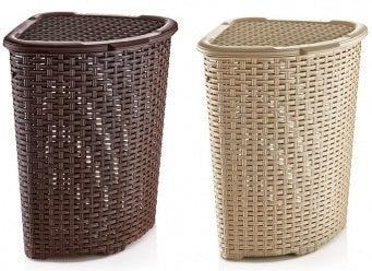 Dunya 05005 Rattan-Style Corner Laundry Basket, 52 L