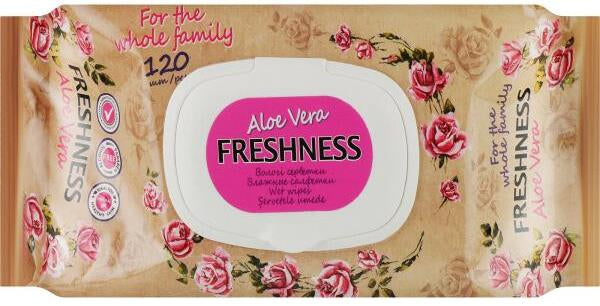 Freshness Aloe Vera Wet Wipes with Lid, 120 pcs