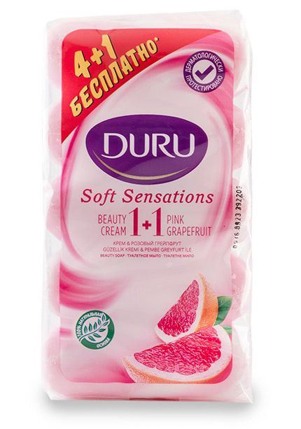 Duru Soft Sensations 1+1 Grapefruit Eco Pack Bar Soap, 4+1 x 90 g