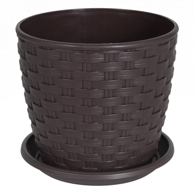 Aleana Rattan 114055 Flowerpot with Saucer, Assorted, 12 x 11 cm, 0.9 L