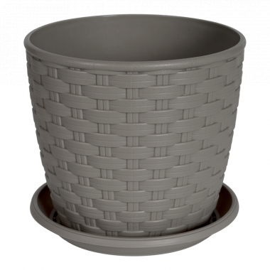 Aleana Rattan 114055 Flowerpot with Saucer, Assorted, 12 x 11 cm, 0.9 L - Image 3
