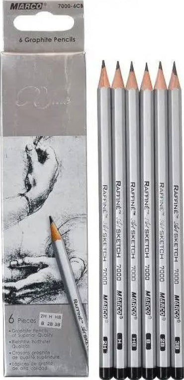Marco 7000-6SV N. 2N, NV, V, 2V, 3V Graphite Pencil Set, 6 pcs - Image 2