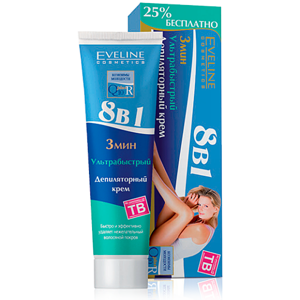 Eveline Q10+R 8-in-1 Depilatory Cream for Body, 125 mL