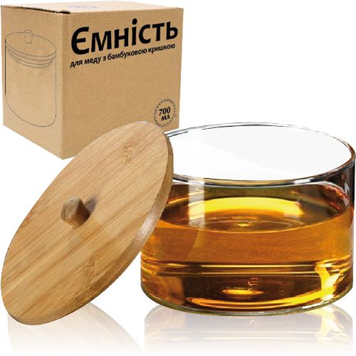 S&T 32248 Honey Jar with Bamboo Lid, 700 mL