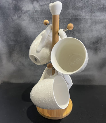 Interos PJ02557 Cup Set on Wooden Rack, 4 x 300 mL - Image 2
