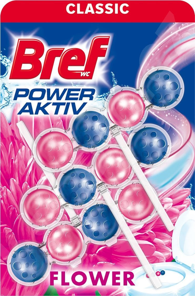 Bref Blue Water Floral Freshness Toilet Rim Blocks, 3 x 50 g