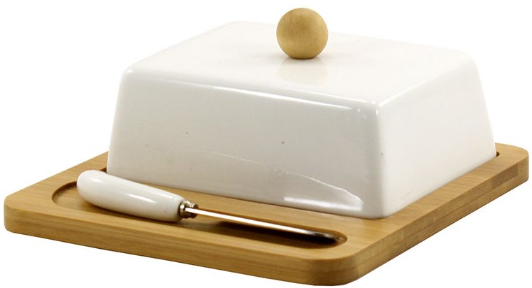 Interos PJ02054 Ceramic Butter Dish with Knife