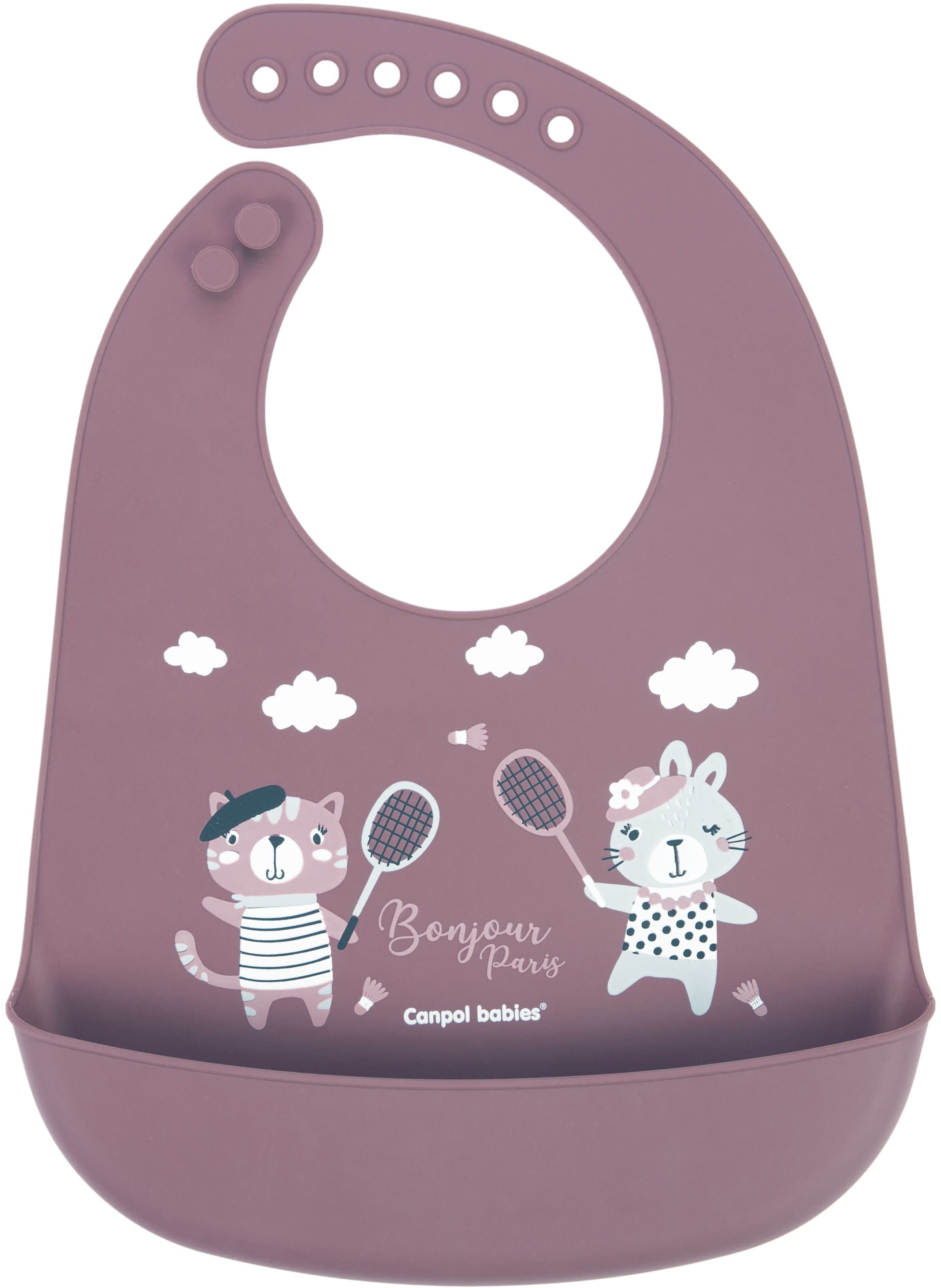 Canpol Babies Bonjour Paris 74/027 Red Kids Silicone Bib with Pocket
