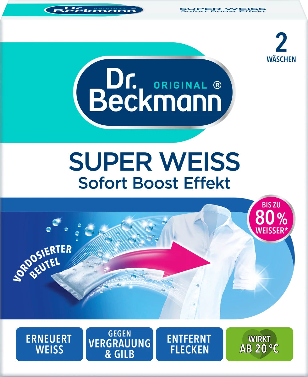 Dr. Beckmann Super White Laundry Whitener Powder, 2 x 40 g