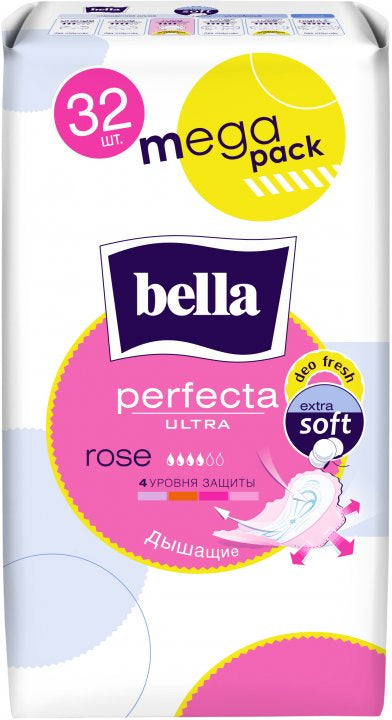 Bella Perfecta Ultra Rose Deo Fresh Sanitary Pads, 32 pcs