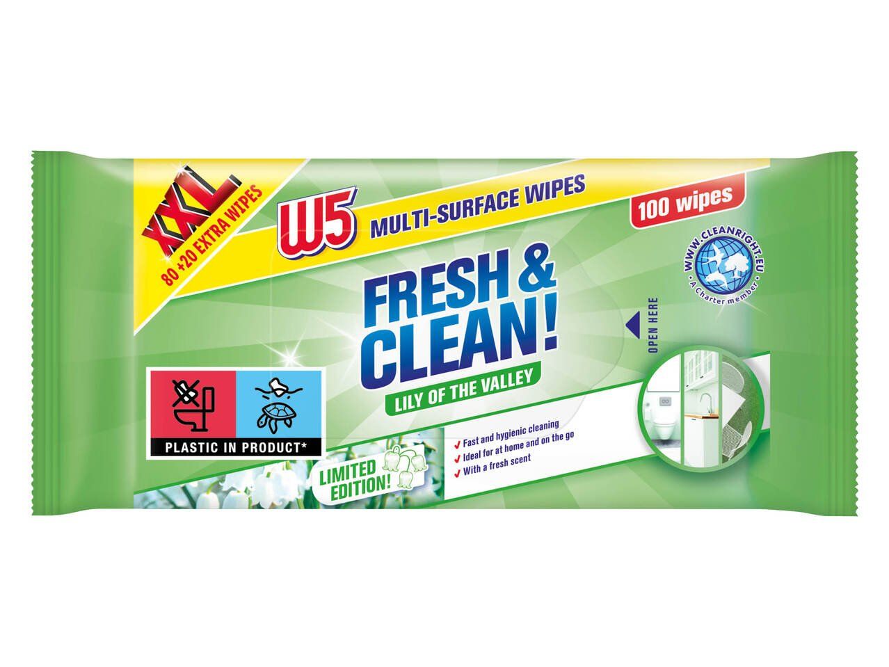 W5 Lily of the Valley Cleaning Wet Wipes, 100 pcs