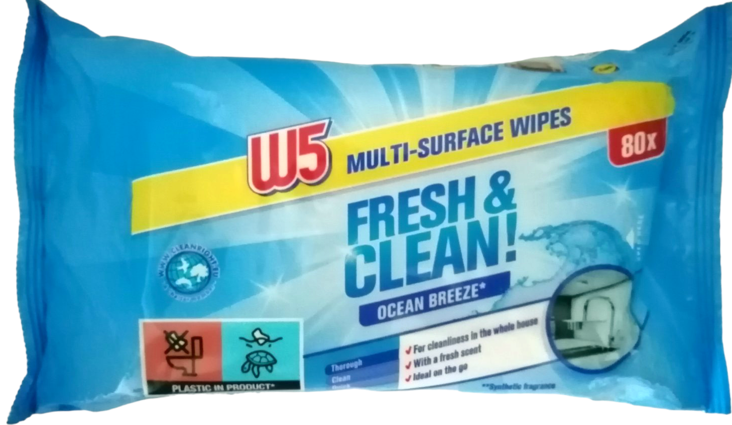 W5 Ocean Breeze Cleaning Wet Wipes, 80 pcs