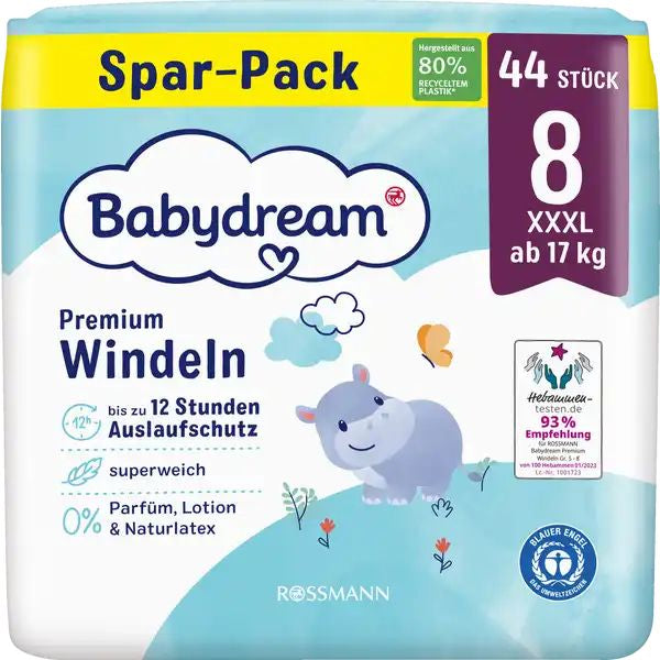 Babydream Premium Baby Diapers, Size 8 (17+ kg), 44 Count