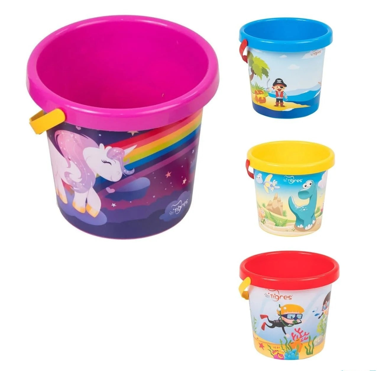 Tigres 39627 Kids Sand Bucket with Thermal Sticker, 1 L