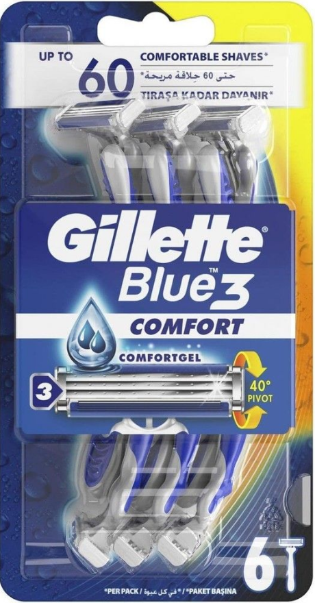 Gillette Blue 3 Comfort Men's Disposable Razors, 6 pcs