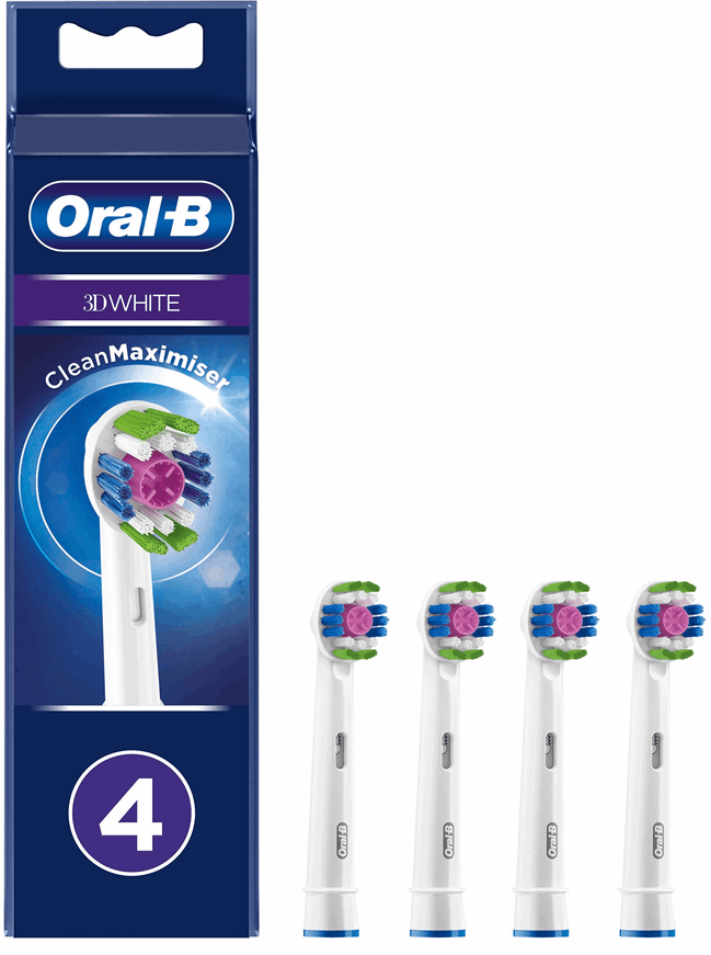 Braun Oral-B 3D White Electric Toothbrush Replacement Heads, 4 pcs