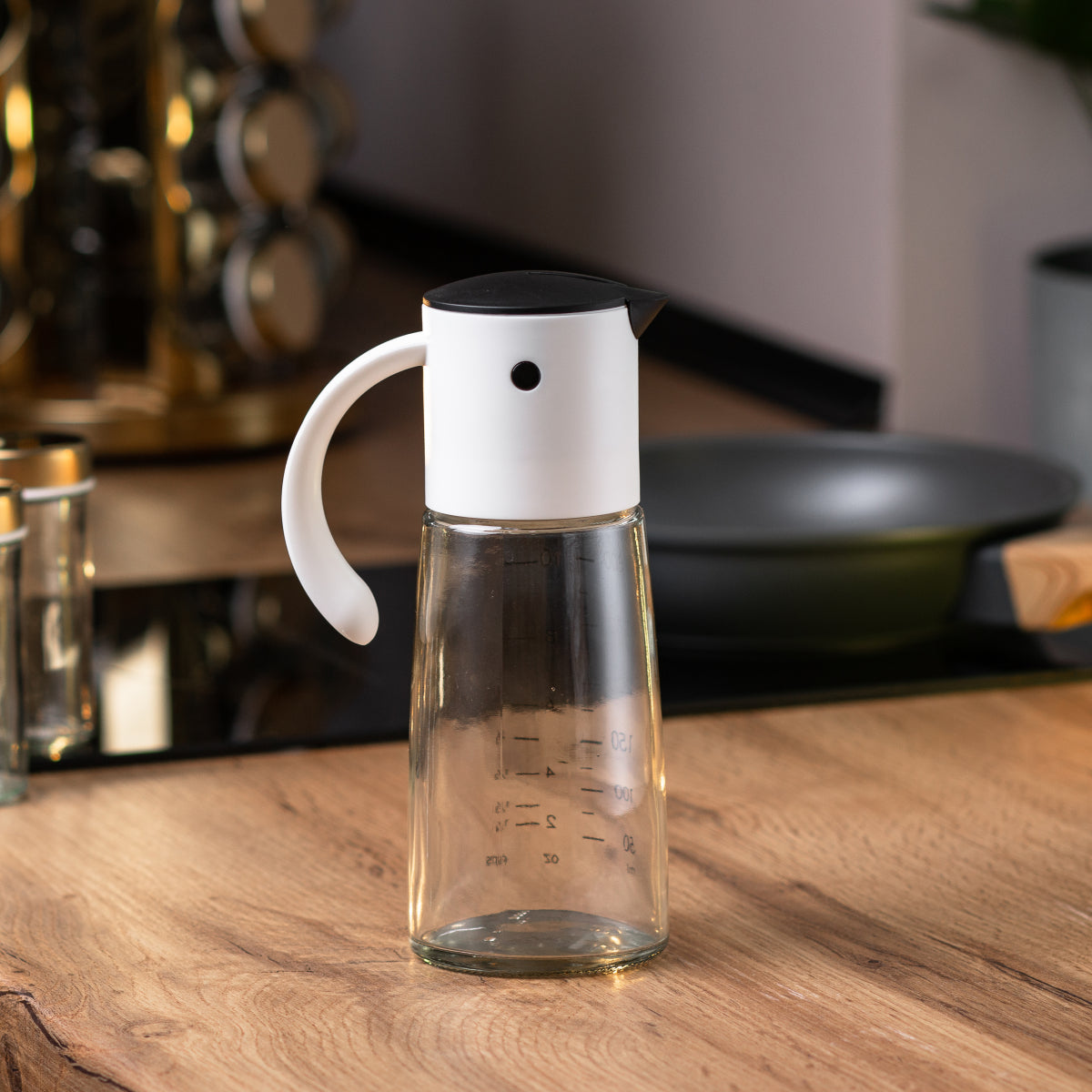 HP16297B Black Oil & Vinegar Bottle with Gravity Lid, 300 mL - Image 4