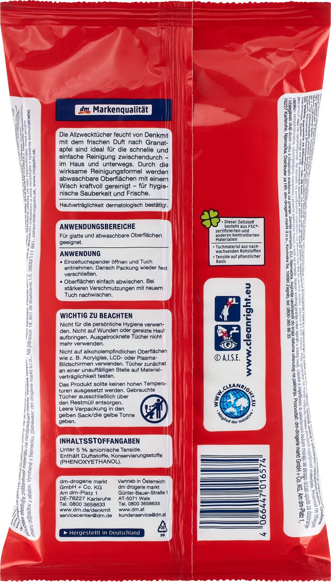 Denkmit Pomegranate All-Purpose Cleaning Wet Wipes, 50 pcs - Image 2