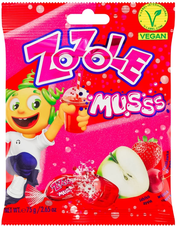 Zozole Apple, Strawberry & Cherry Sugar Candy, 75 g