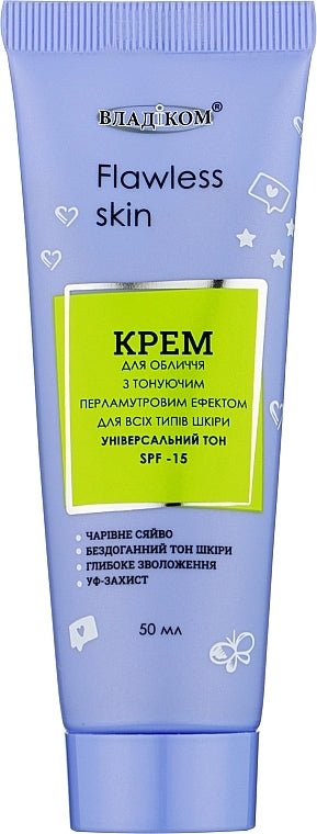 Vladicom Flawless Skin Face Cream with Tinted Pearlescent Effect, 50 mL