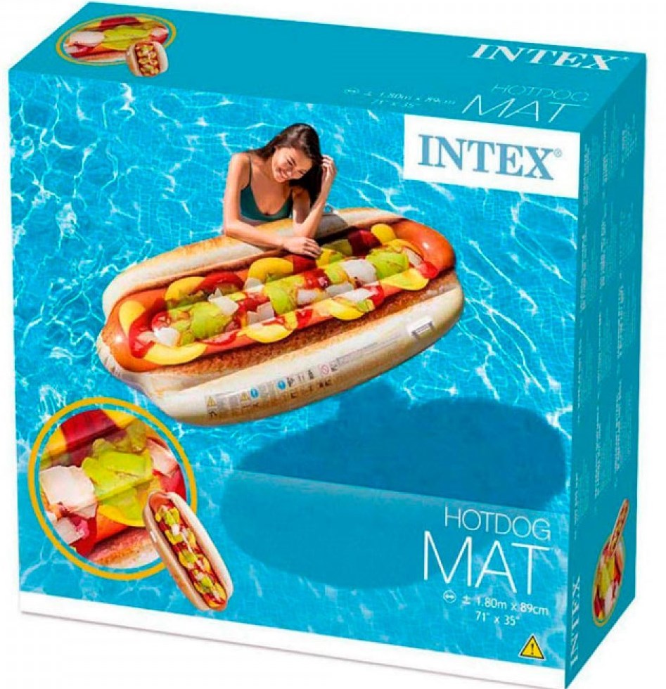Intex 58771 Hot Dog Inflatable Air Mattress, 180 x 89 cm