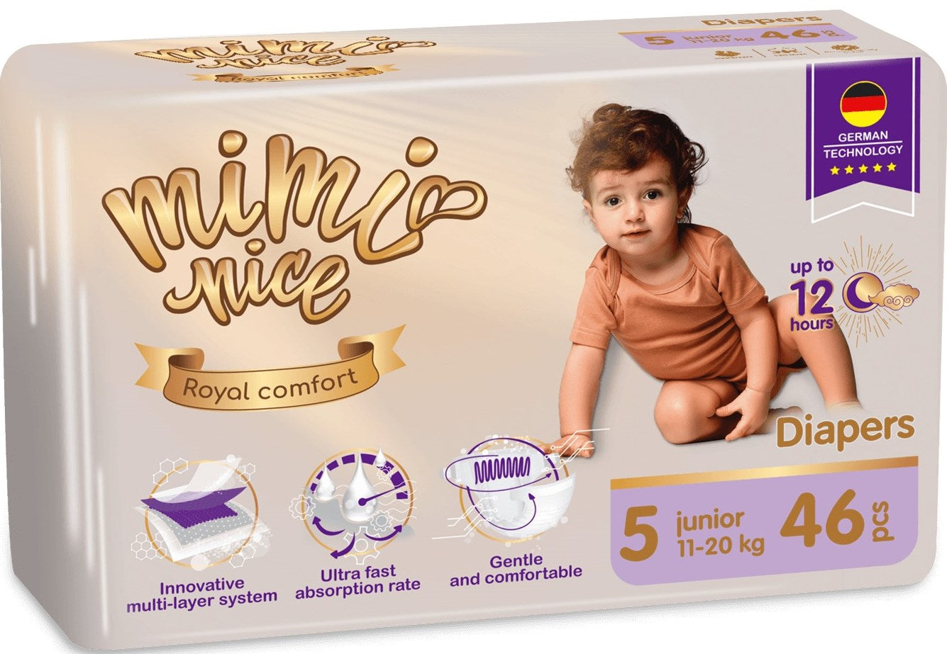 MiMi Nice Royal Comfort Size 5 Junior Baby Diapers, 11-20 kg, 46 pcs