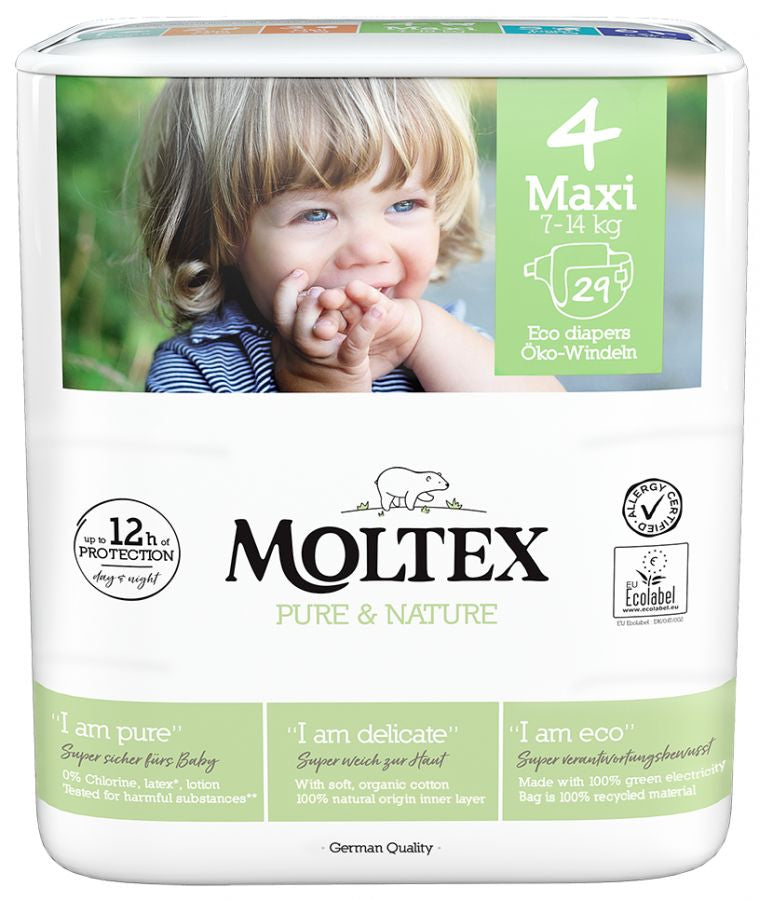 Moltex Pure & Nature Size 4 Baby Diapers, 7-18 kg, 29 pcs