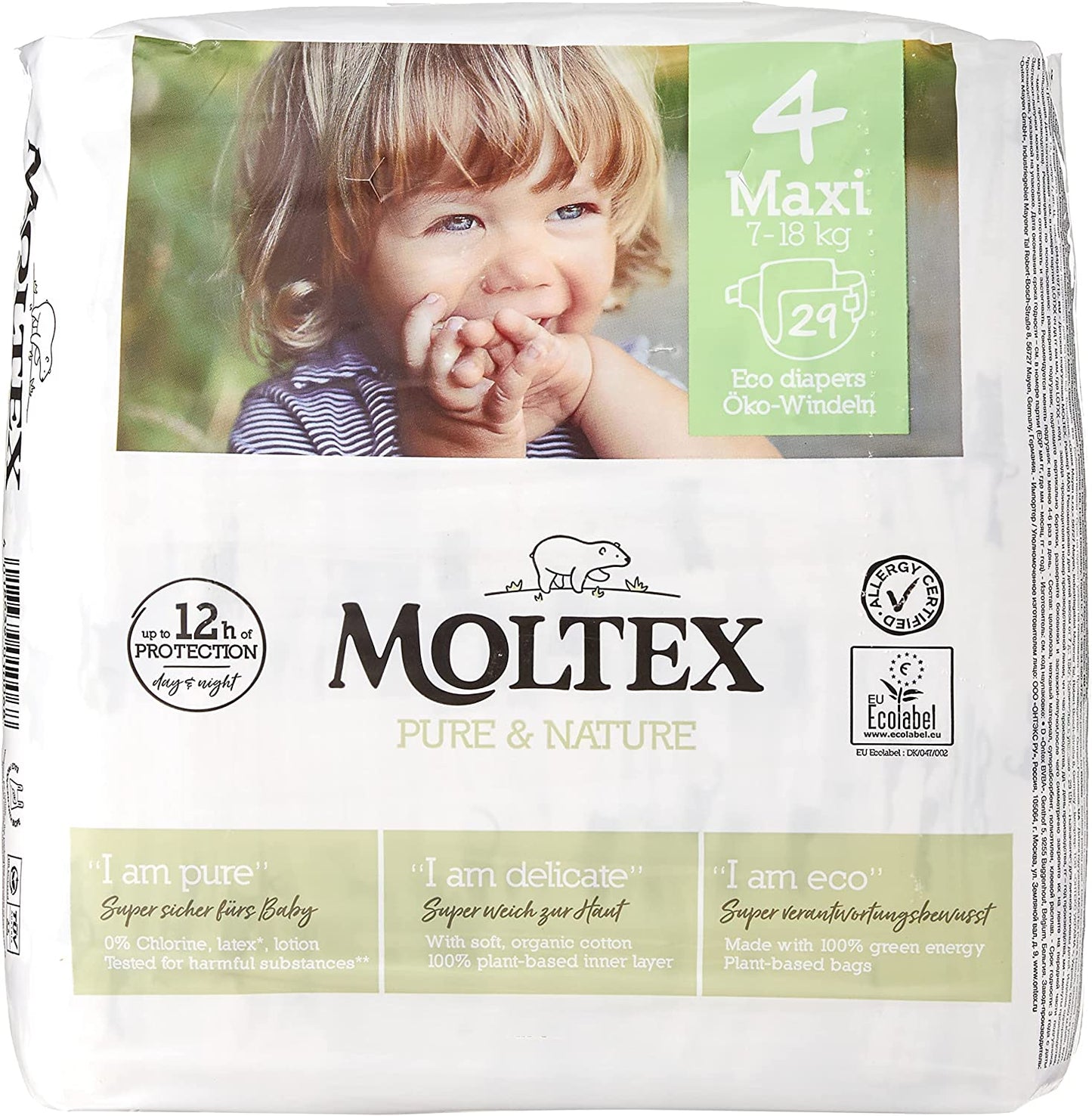 Moltex Pure & Nature Size 4 Baby Diapers, 7-18 kg, 29 pcs - Image 3
