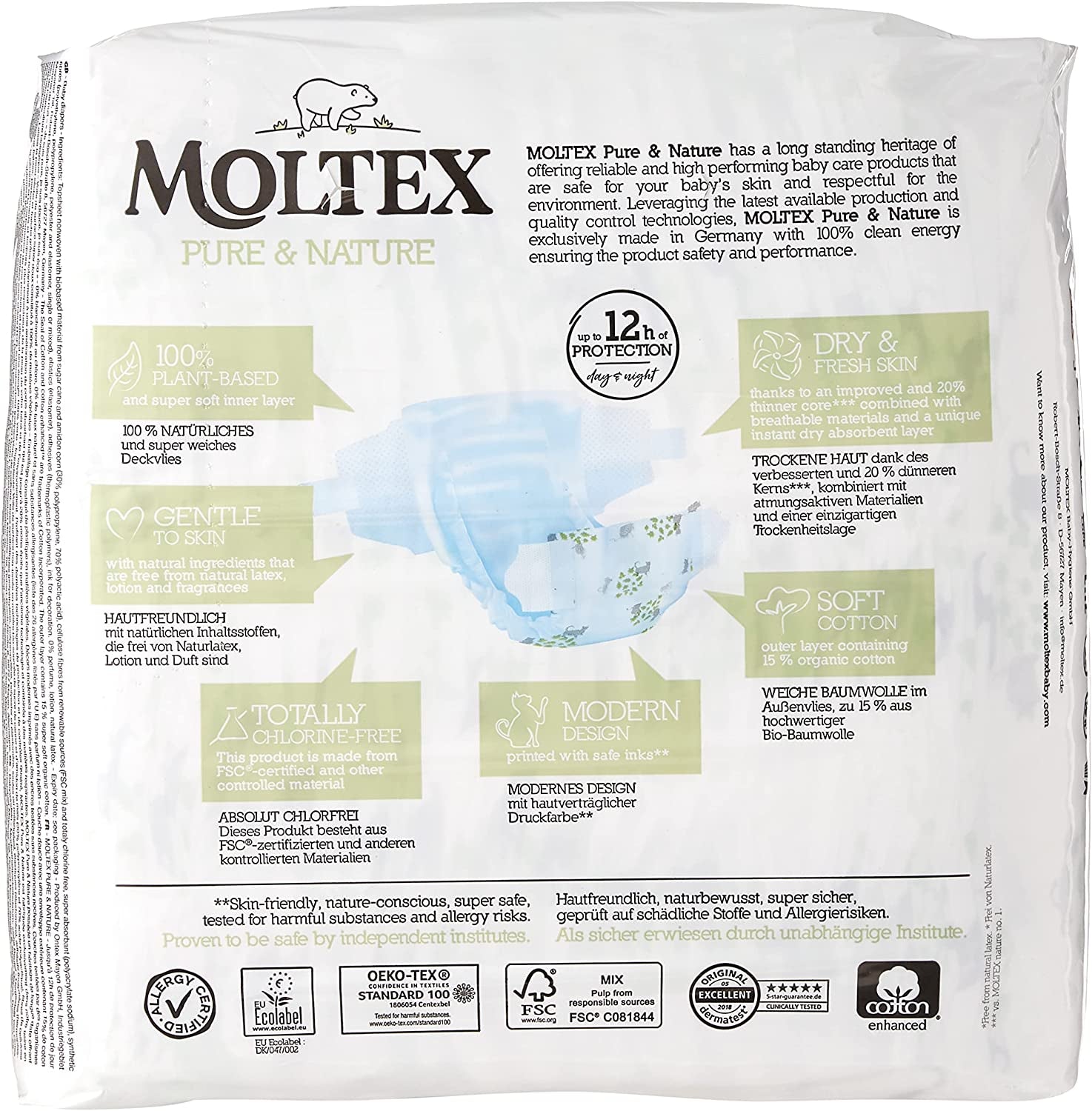 Moltex Pure & Nature Size 4 Baby Diapers, 7-18 kg, 29 pcs - Image 4
