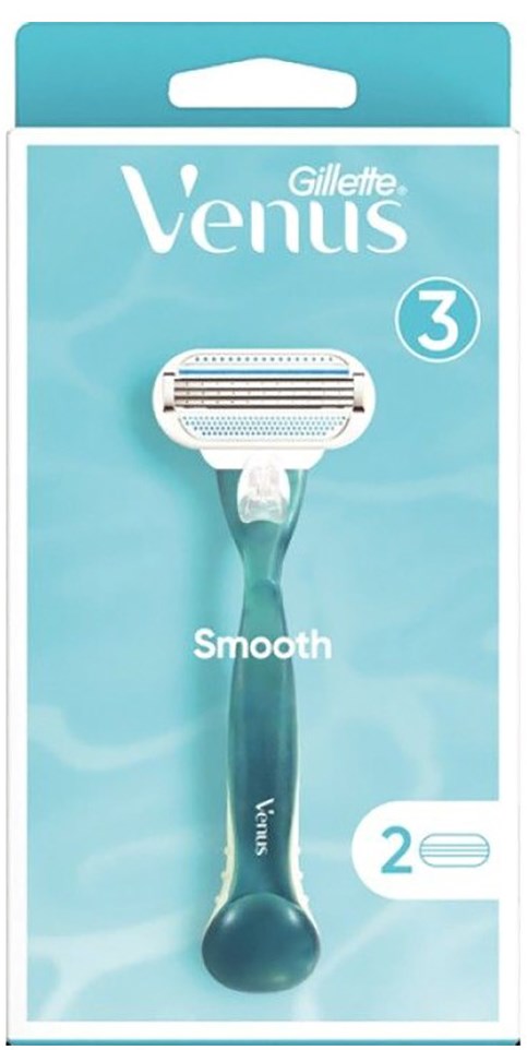 Gillette Venus Smooth 3-Blade Women's Razor with 2 Cartridges