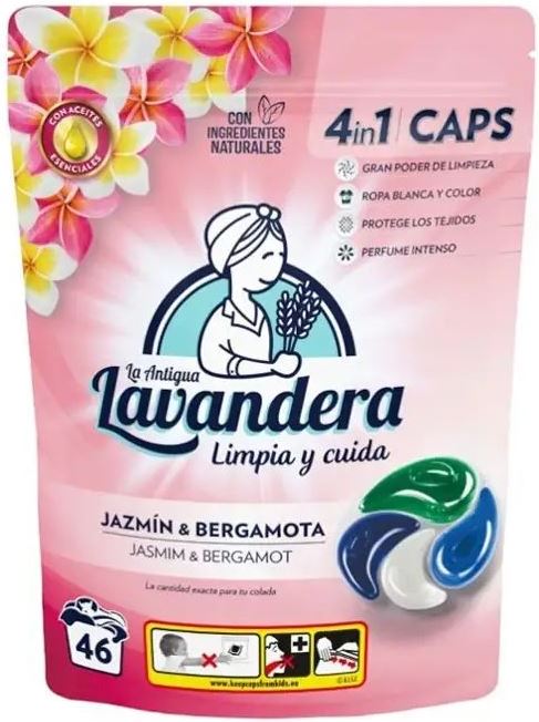 La Antigua Lavandera Jasmine & Bergamot 4-in-1 Laundry Detergent Pods, 46 pcs (Price per 1 pc)