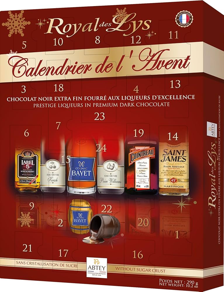 Royal des Lys Advent Calendar with Liqueur-Filled Chocolate Figures, 290 g