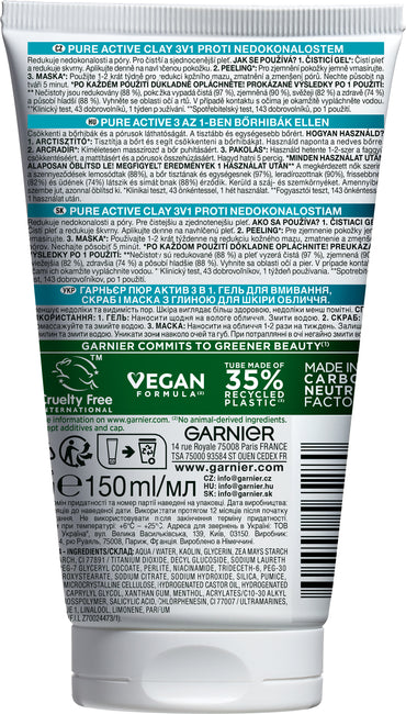 Garnier Pure Active 3-in-1 Face Wash, Scrub & Mask, 150 mL - Image 2