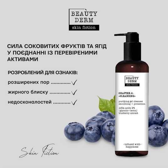 Beautyderm Skin Fiction Facial Cleansing Gel with AHA Acids & Blueberry, 200 mL - Image 2