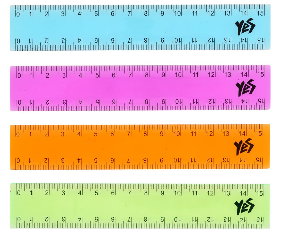 1 Veresnia Colored Transparent Plastic Ruler, 15 cm
