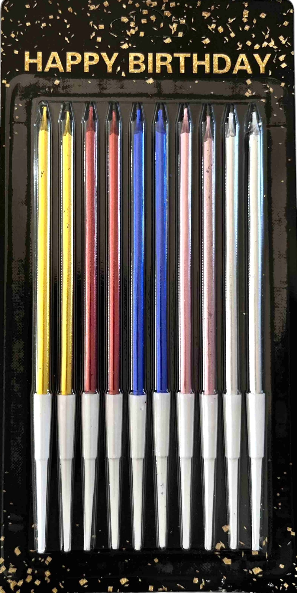 Happy Birthday Colored Cake Candles, 10 pcs