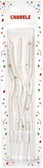 Y-1 Wavy White Cake Candles with Drops, Assorted, 6 pcs