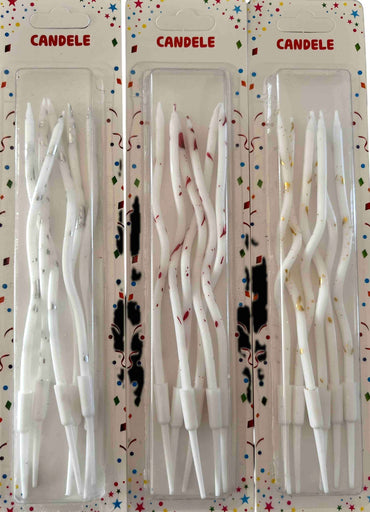 Y-1 Wavy White Cake Candles with Drops, Assorted, 6 pcs - Image 2
