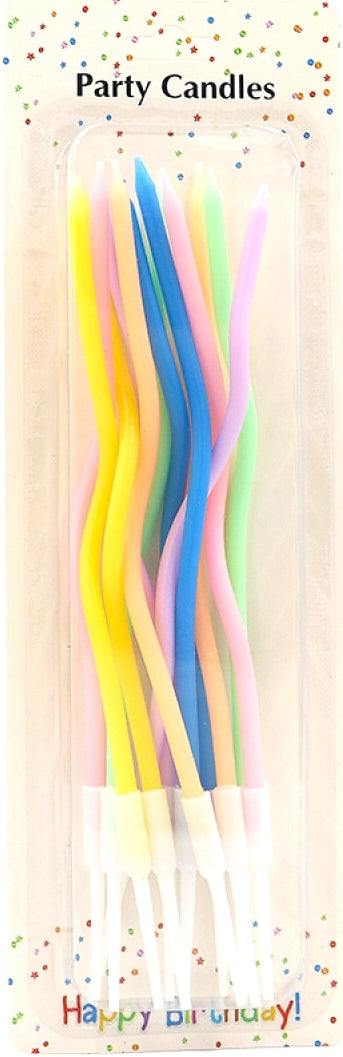 Multicolor Spiral Cake Candles, 12 pcs