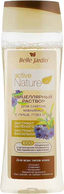 Belle Jardin Active Nature Eco Green Tea & Cornflower Micellar Makeup Solution, 250 mL