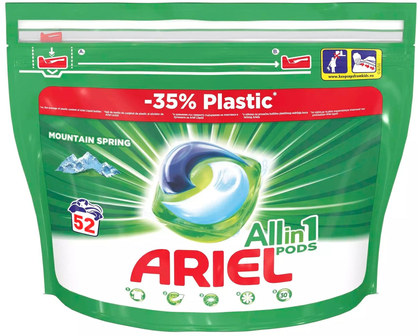 Laundry detergent pods Ariel Pods Mountain Spring 52 pcs (priced per piece)
