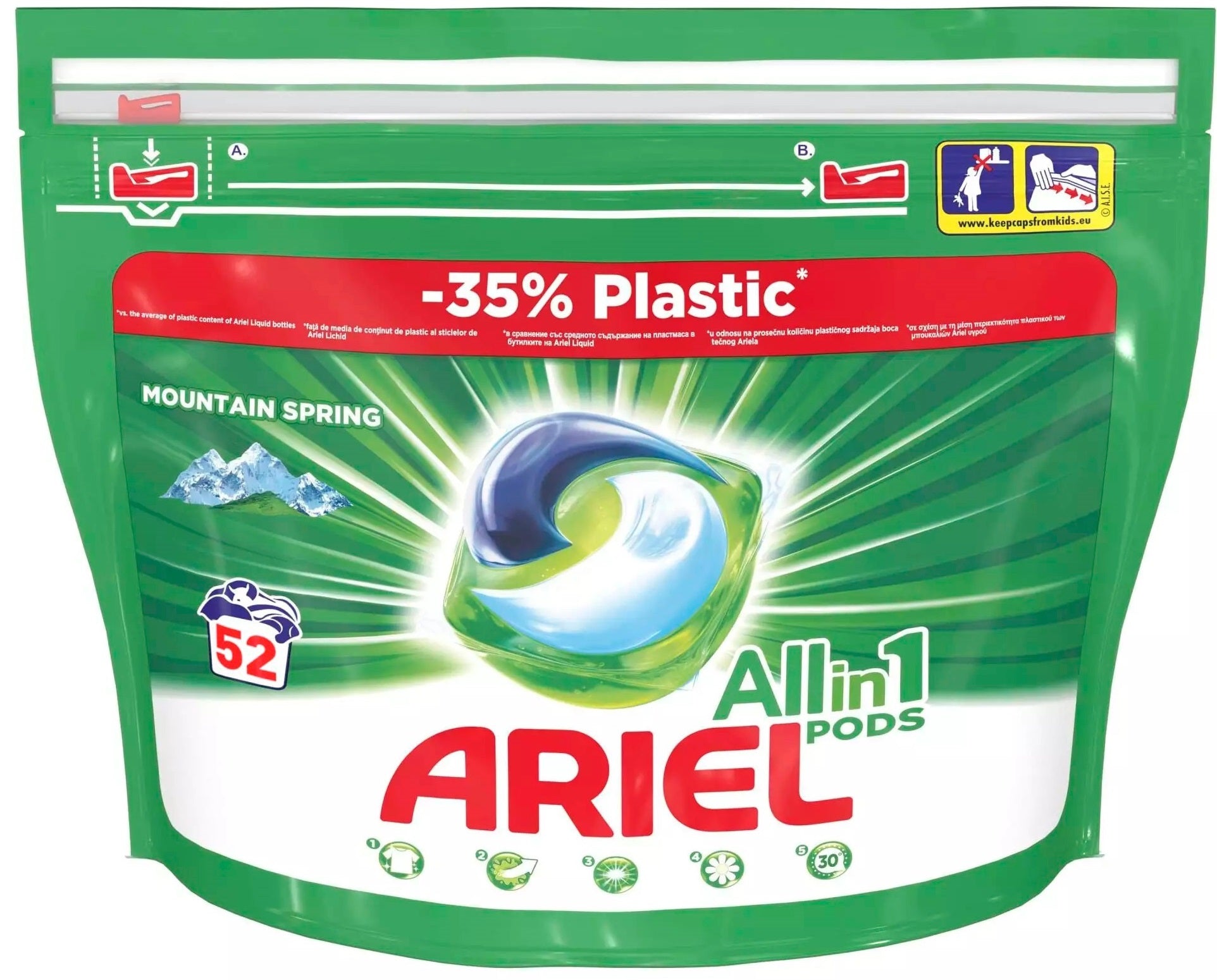 Laundry detergent pods Ariel Pods Mountain Spring 52 pcs (priced per piece)