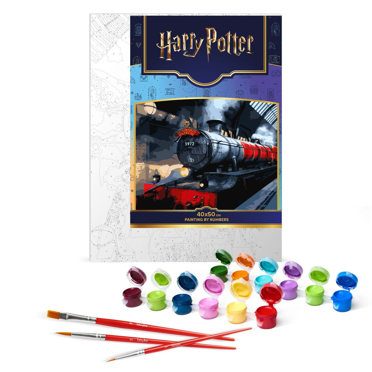Ideyka KNO5210 Hogwarts Express Paint-by-Numbers Set with Metallic Paints, 40 x 50 cm - Image 2